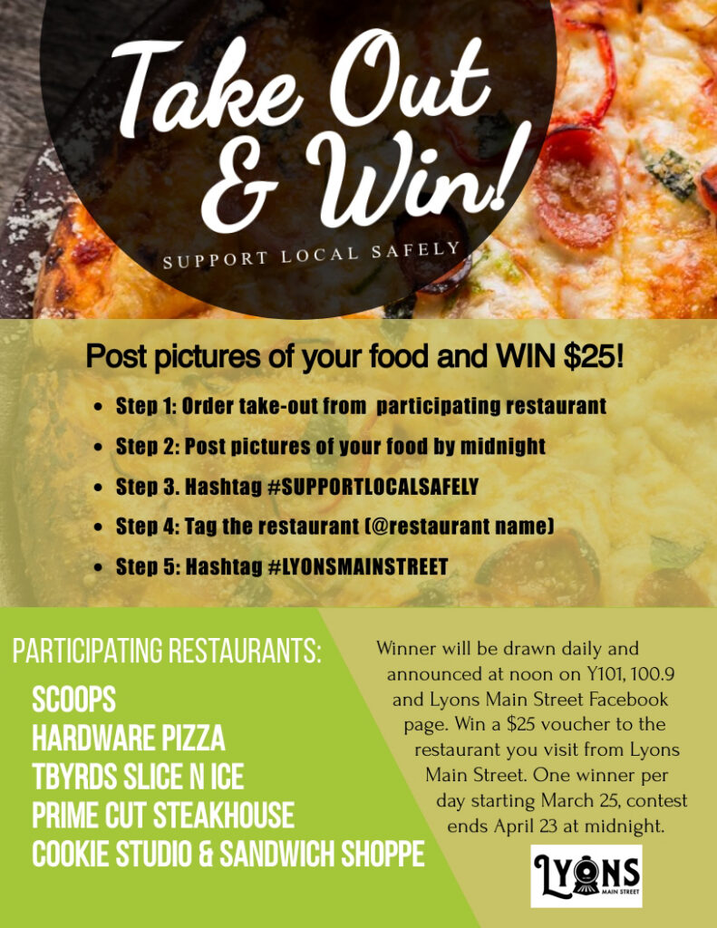 Promotional marketing campaign encouraging community support of local restaurants through branded digital outreach.